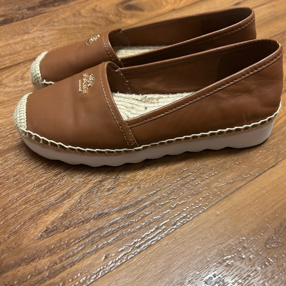 Coach Tan Leather Espadrille Flats - Picture 2 of 5